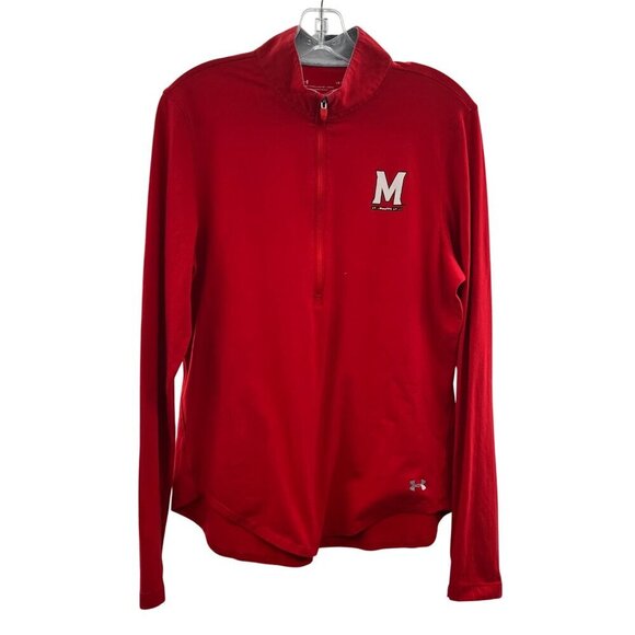 Under Armour Women's Active Collared Pullover Top Red Size Large Maryland - Picture 1 of 8